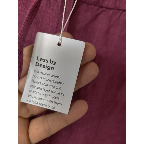 Eileen Fisher Organic Linen Drawstring Mid-Thigh  Shorts In Berry XL Pockets - Picture 8 of 10